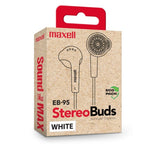 Maxell EB-95 EARBUDS Headphones Wired In-ear Calls/Music/Sport/Everyday White