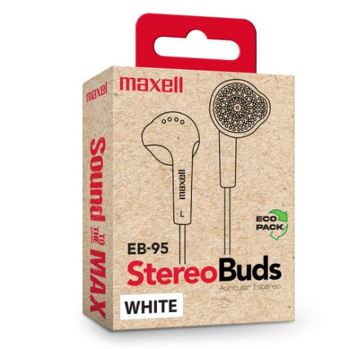 Maxell EB-95 EARBUDS Headphones Wired In-ear Calls/Music/Sport/Everyday White