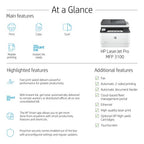HP LaserJet Pro 3101fdw Wireless Multifunction Black and white Printer, Copier, Scanner; Duplex