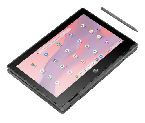 HP Fortis x360 11 inch G5 Chromebook Intel® N N100 Hybrid (2-in-1) 11.6" Touchscreen HD 8 GB LPDDR5x-SDRAM 64 GB eMMC Wi-Fi 6E (802.11ax) ChromeOS Black