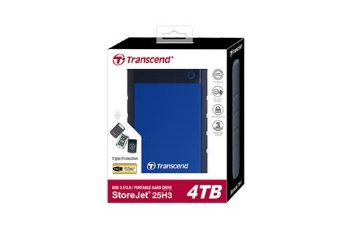 Transcend StoreJet 25H3 external hard drive 4 TB 5400 RPM 2.5" USB 3.2 Gen 1 (3.1 Gen 1) Blue, Navy