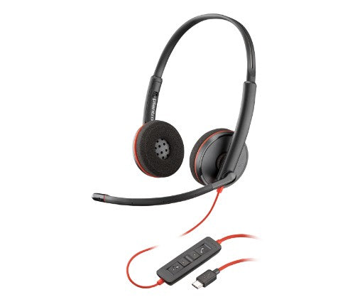 HP Poly Blackwire 3220 Stereo USB-C Headset +USB-C/A Adapter