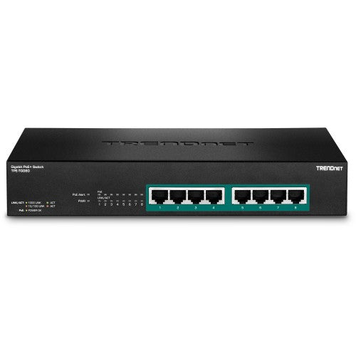 Trendnet TPE-TG80F v1.0R Unmanaged Gigabit Ethernet (10/100/1000) Power over Ethernet (PoE) 1U Black