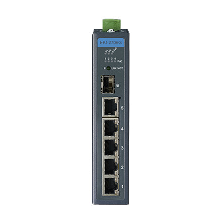 Advantech EKI-2706G-1GFP-AE network switch Unmanaged L2 Gigabit Ethernet (10/100/1000) Power over Ethernet (PoE) Black