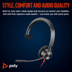 HP Poly Blackwire 3315 Monaural Microsoft Teams Certified USB-C Headset +3.5mm Plug +USB-C/A Adapter