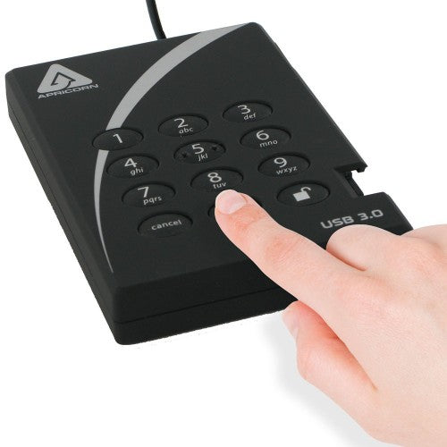 Apricorn Aegis Padlock USB 3.0 500GB external hard drive 5400 RPM USB Type-A 3.2 Gen 1 (3.1 Gen 1) Black