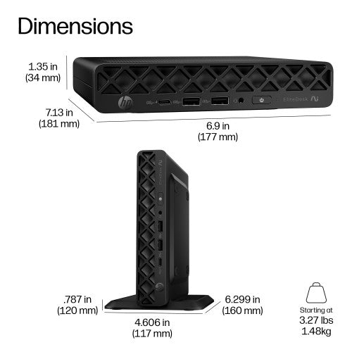 HP EliteDesk 8 Mini G2i Desktop Next Gen AI PC Wolf Pro Security Edition Copilot+ PC 32 GB DDR5-SDRAM 512 GB SSD Windows 11 Home Mini PC