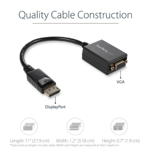 StarTech.com DP2VGA2 video cable adapter 8.86" (0.225 m) DisplayPort VGA (D-Sub) Black