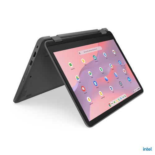 Lenovo 500e Yoga Chromebook Gen 4 Intel® N N100 12.2" Touchscreen WUXGA 4 GB LPDDR5-SDRAM 32 GB eMMC Wi-Fi 6E (802.11ax) ChromeOS US English Gray