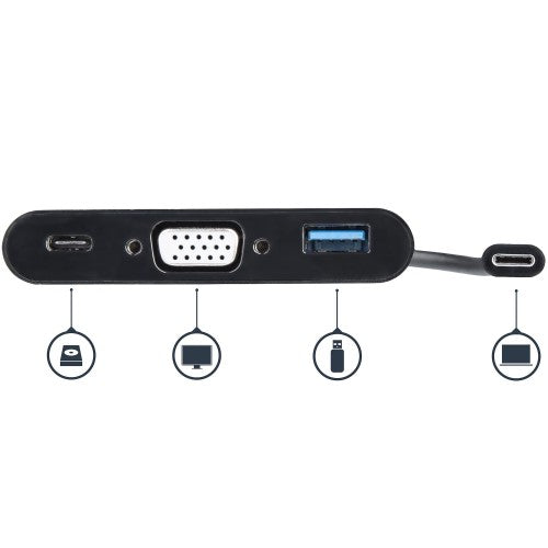 StarTech.com CDP2VGAUACP laptop dock/port replicator Wired USB 3.2 Gen 1 (3.1 Gen 1) Type-C Black