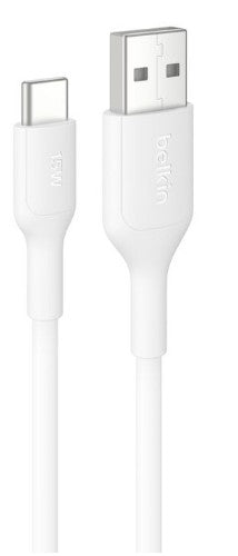 Belkin CAB021FQ1MWH USB cable 39.4" (1 m) USB A USB C 0.48 Gbit/s 15 W White