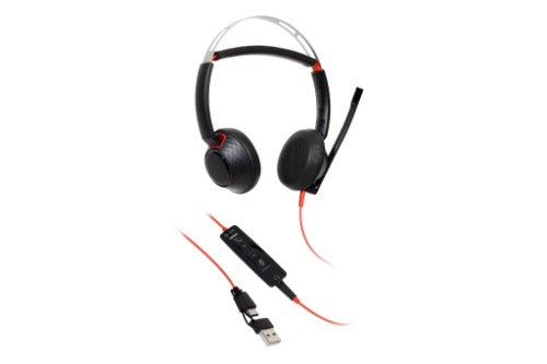HP Poly Blackwire 5220 Stereo USB-C Headset +3.5mm Plug +USB-C/A Adapter (Bulk)