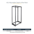 StarTech.com 4POSTRACK42 rack cabinet 42U Freestanding rack Black