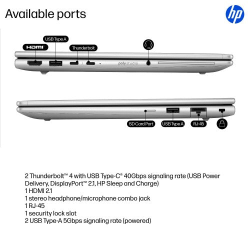 HP EliteBook 6 G1i AI PC Wolf Pro Security Edition Intel Core Ultra 5 235U Laptop 13.3" WUXGA 16 GB DDR5-SDRAM 512 GB SSD Wi-Fi 7 (802.11be) Windows 11 Pro Silver