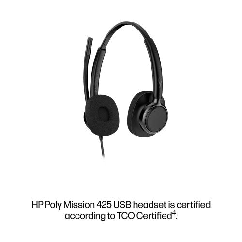 HP Poly Mission 425 Stereo USB Wired Headset Classic (Bulk)