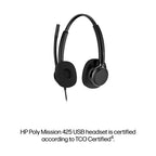 HP Poly Mission 425 Stereo USB Wired Headset Classic