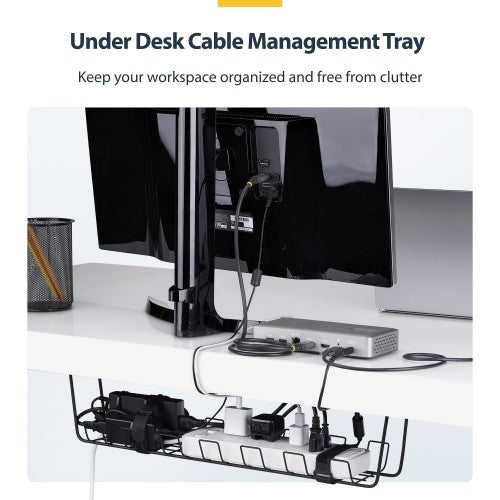 StarTech.com S1MB-DESK-CABLE-TRAY cable organizer Cable basket Black 1 pc(s)