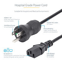 StarTech.com PXTMG1016 power cable Black 70.9" (1.8 m) NEMA 5-15P C13 coupler