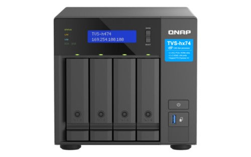 QNAP TVS-h474 NAS Tower Intel® Pentium® G7400 8 GB DDR4 0 TB QuTS hero Black