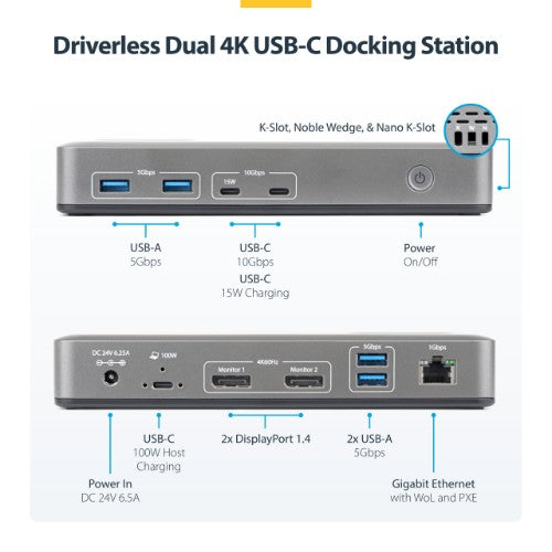 StarTech.com 201N-USBC-DOCK laptop dock/port replicator Wired USB 3.2 Gen 2 (3.1 Gen 2) Type-C Gray
