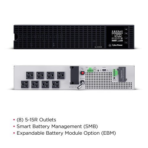 CyberPower Online S Series OL1K5RM uninterruptible power supply (UPS) Double-conversion (Online) 1.5 kVA 1200 W 8 AC outlet(s)