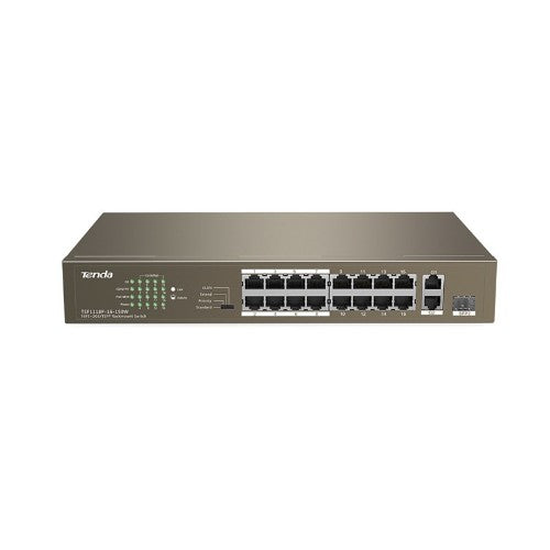 Tenda TEF1118P-16-150W network switch Unmanaged L2 Fast Ethernet (10/100) Power over Ethernet (PoE) 1U Black