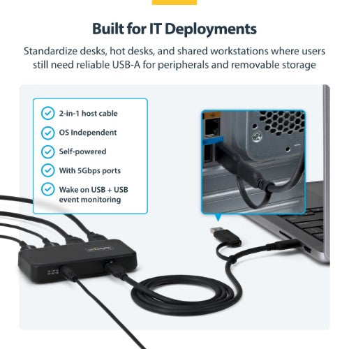 StarTech.com ST4300USB3V2-NA interface hub USB 3.2 Gen 1 (3.1 Gen 1) Type-C 5000 Mbit/s Black