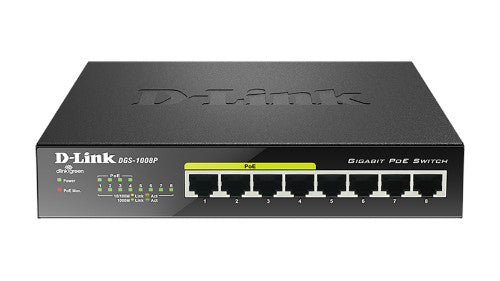 D-Link DGS-1008P network switch Unmanaged Gigabit Ethernet (10/100/1000) Power over Ethernet (PoE) Black - Buy IT Solutions