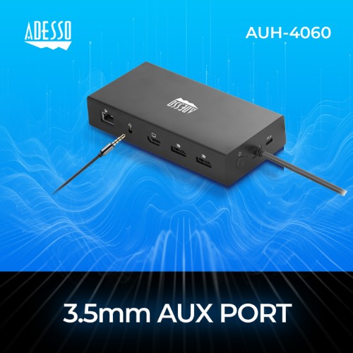Adesso AUH-4060 laptop dock/port replicator Wired USB 3.2 Gen 1 (3.1 Gen 1) Type-C Black