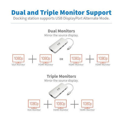 Tripp Lite U442-DOCK12-S laptop dock/port replicator USB 3.2 Gen 2 (3.1 Gen 2) Type-C Silver
