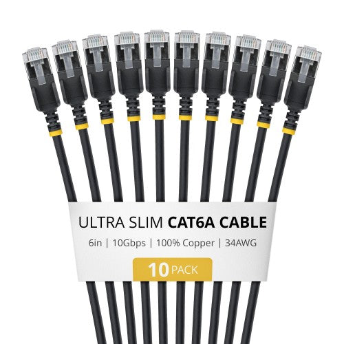 StarTech.com 6ASTP34BKS6IN10PK networking cable Black 5.98" (0.152 m) Cat6a U/FTP (STP) Round