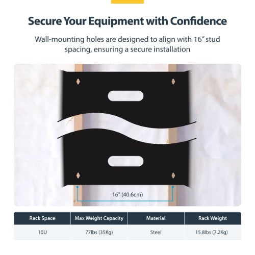 StarTech.com RACK-10U-14-BRACKET rack cabinet Wall mounted rack Black