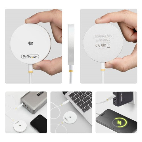 StarTech.com 1PW-WIRELESS-CHARGER mobile device charger Smartphone White USB Wireless charging Indoor