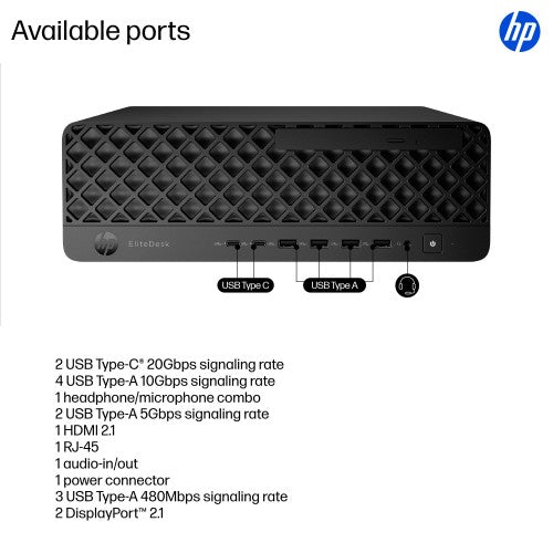 HP EliteDesk 8 SFF G1i AI Wolf Pro Security Edition Intel Core Ultra 5 235 16 GB DDR5-SDRAM 512 GB SSD Windows 11 Pro PC AI PC Black