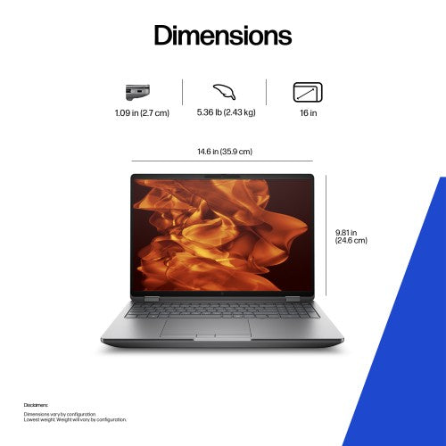 HP ZBook Fury G1i 16 inch Mobile Workstation PC Wolf Pro Security Edition - Data Science Intel Core Ultra 9 16" WQXGA 64 GB DDR5-SDRAM 1 TB SSD NVIDIA RTX PRO 5000 Blackwell Wi-Fi 7 (802.11be) Windows 11 Pro AI Workstation, AI PC Silver