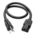 Tripp Lite P007-002 power cable Black 24" (0.61 m) C13 coupler NEMA 5-15P