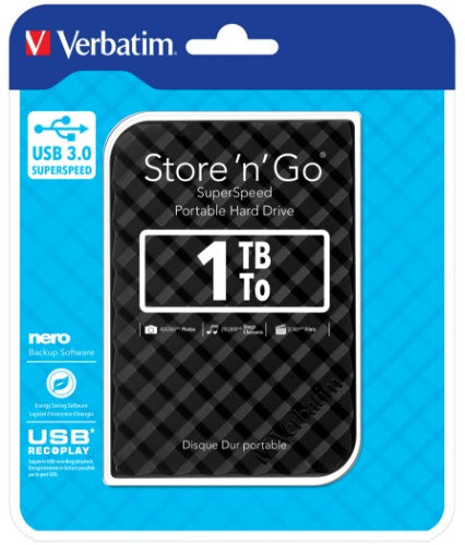 Verbatim Store 'n' Go external hard drive 1 TB Black