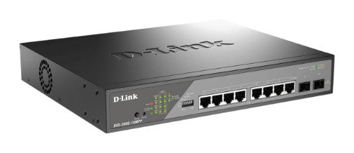 D-Link DSS-200G-10MPP network switch Managed L2 Gigabit Ethernet (10/100/1000) Power over Ethernet (PoE) 1U Black, Gray