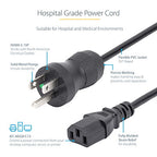 StarTech.com PXTMG10110 power cable Black 118.1" (3 m) NEMA 5-15P C13 coupler