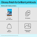 HP Advanced Photo Paper, Glossy, 65 lb, 5 x 7 in. (127 x 178 mm), 60 sheets