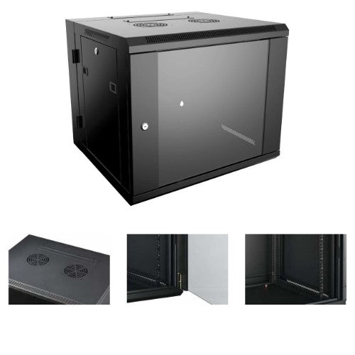 4XEM 4XRACK12UD rack cabinet 12U Wall mounted rack Black