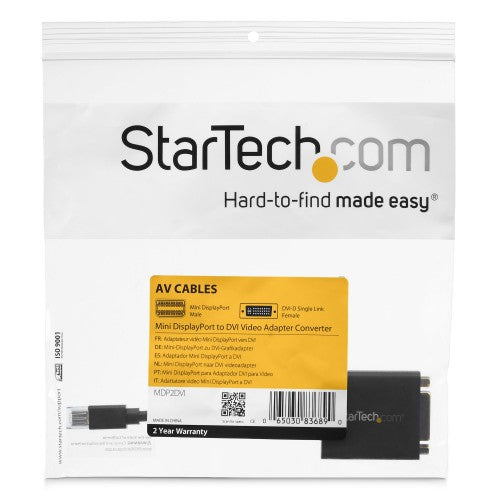 StarTech.com MDP2DVI video cable adapter 5.12" (0.13 m) Mini DisplayPort DVI-I Black - Buy IT Solutions