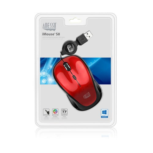 Adesso iMouse S8 mouse Travel Ambidextrous USB Type-A Optical 1600 DPI