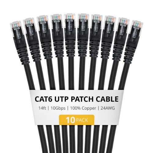 StarTech.com CAT6UTP14FTBK10PK networking cable Black 169.3" (4.3 m) Cat6 U/UTP (UTP) Round