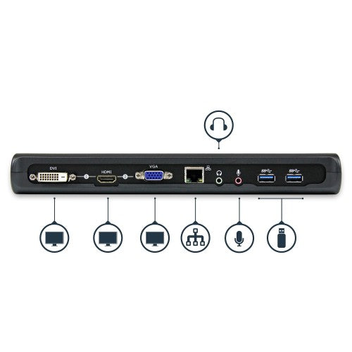 StarTech.com USB3SDOCKHDV laptop dock/port replicator Wired USB 3.2 Gen 1 (3.1 Gen 1) Type-B Black