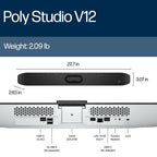 HP Poly Studio V12 USB Video Bar No Radio w/USB-C 65W Power Adapter and Power Cord GSA/TAA