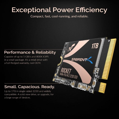 Sabrent SB-2130-1TB internal solid state drive M.2 1000 GB PCI Express 4.0 3D TLC NVMe