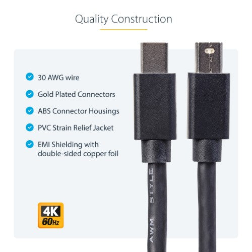 StarTech.com MDISPLPORT3 DisplayPort cable 35.4" (0.9 m) mini DisplayPort Black