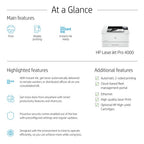 HP LaserJet Pro 4001dn Black and white Printer, Ethernet Only