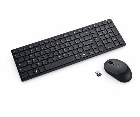 DELL KM555 keyboard Mouse included Universal RF Wireless + Bluetooth UK English Black
